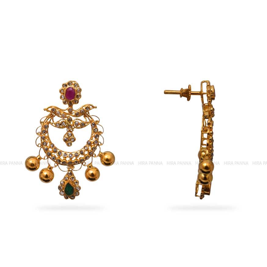 Uncut Chandbali Earrings