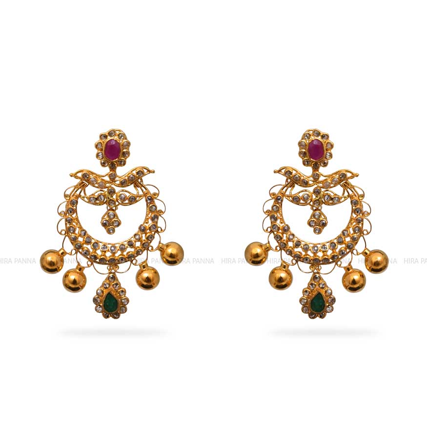 Uncut Chandbali Earrings