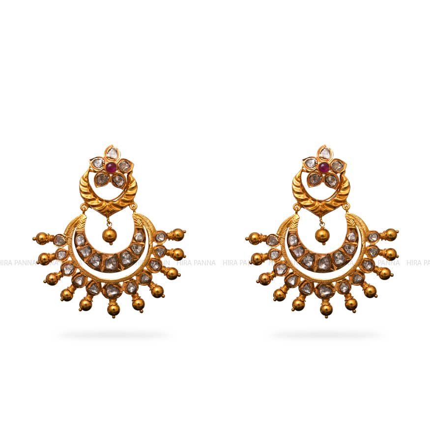 Uncut Chandbali Earrings