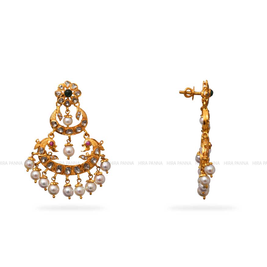 Uncut Chandbali Earrings