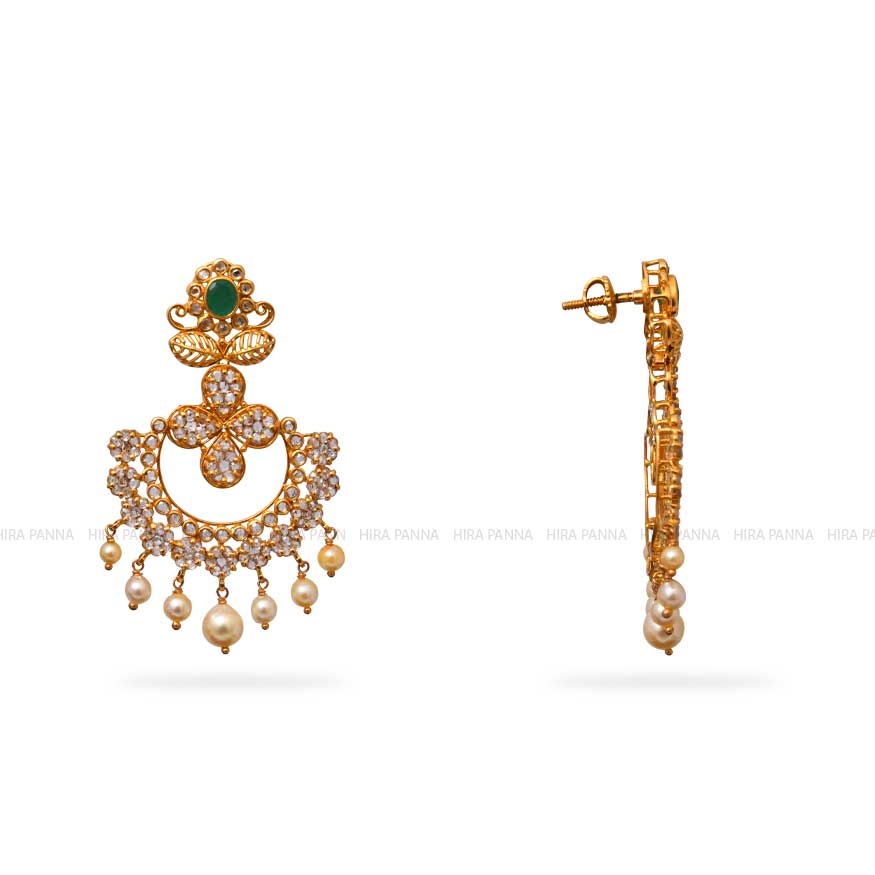 Uncut Chandbali Earrings