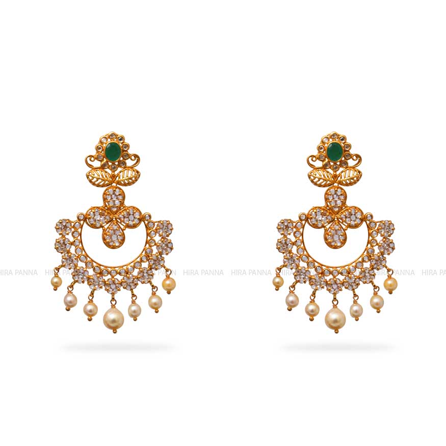 Uncut Chandbali Earrings