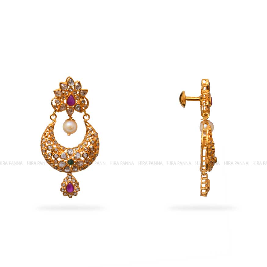 Uncut Chandbali Earrings