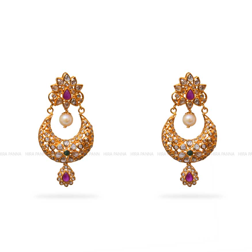 Uncut Chandbali Earrings