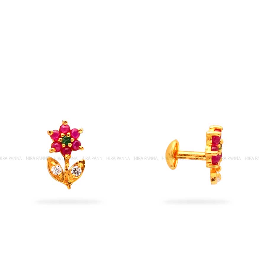 Kids Gold Flower Stud Earrings