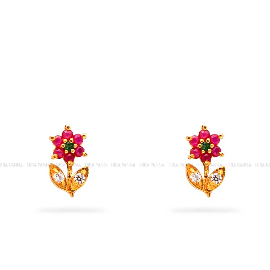 Kids Gold Flower Stud Earrings