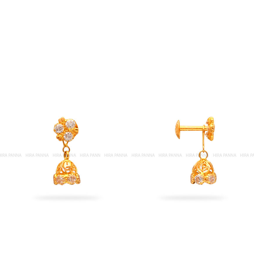 Kids Gold 2 in 1 Hanging Earrings