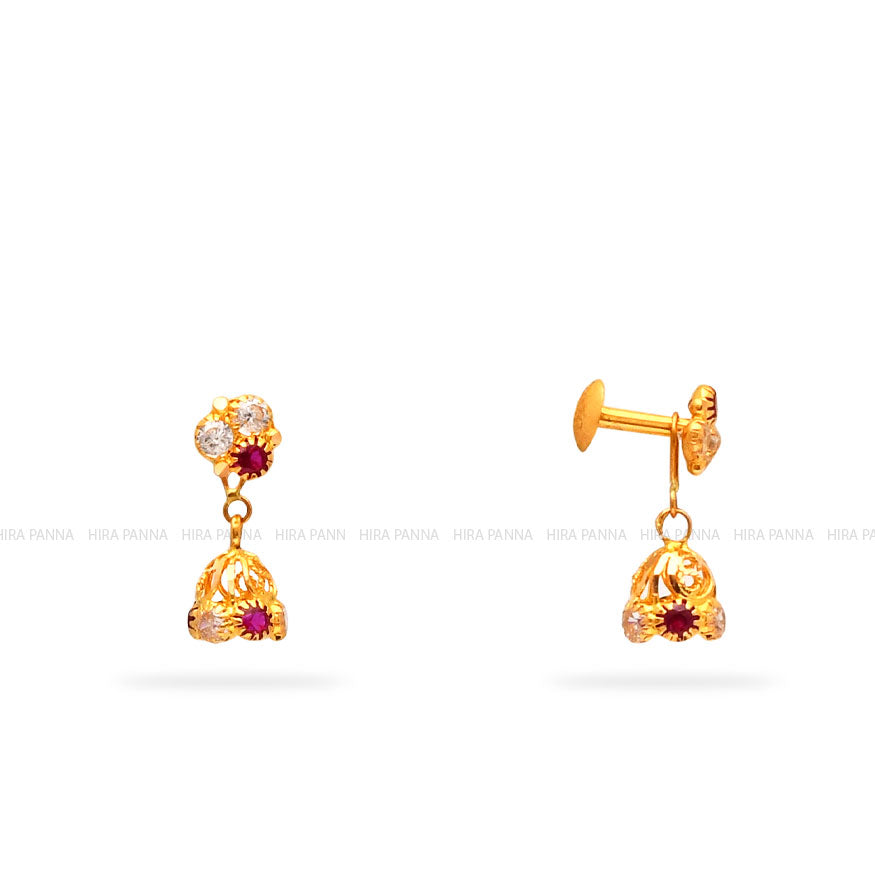 Kids Gold 2 in 1 Hanging Earrings