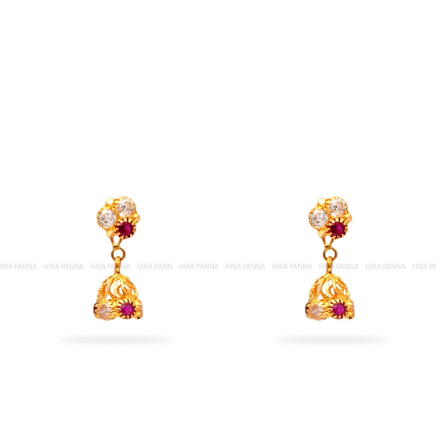 Kids Gold 2 in 1 Hanging Earrings