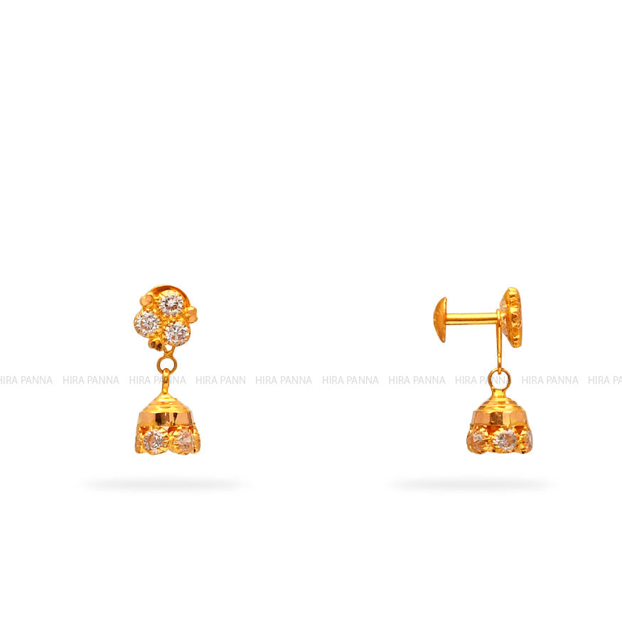 Kids Gold 2 in 1 Hanging Earrings