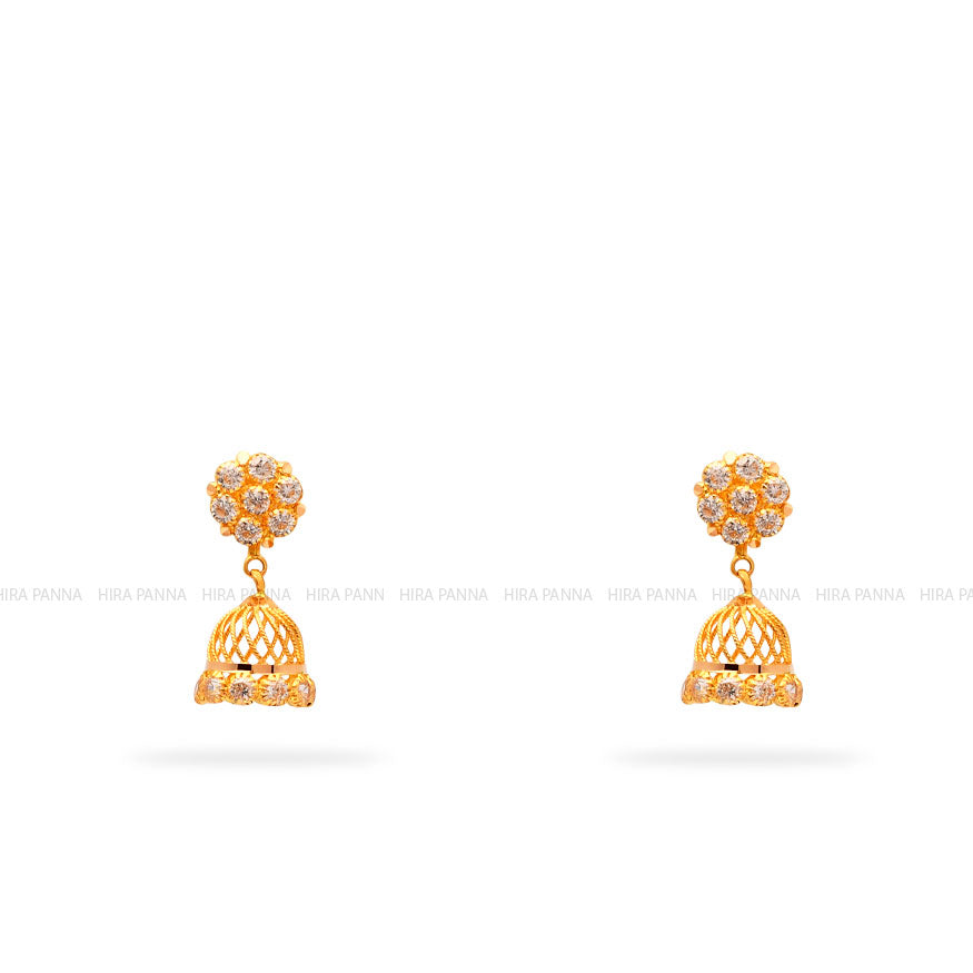 Gold 2 in 1 Hanging Earrings