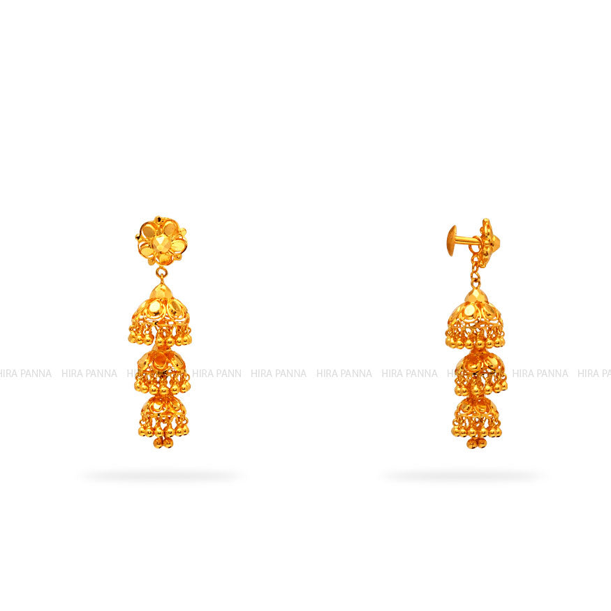 Gold 2 in 1 Jhumka Earrings