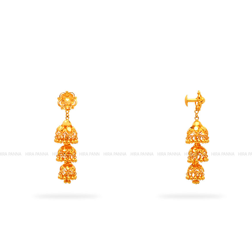 Gold 2 in 1 Jhumka Earrings