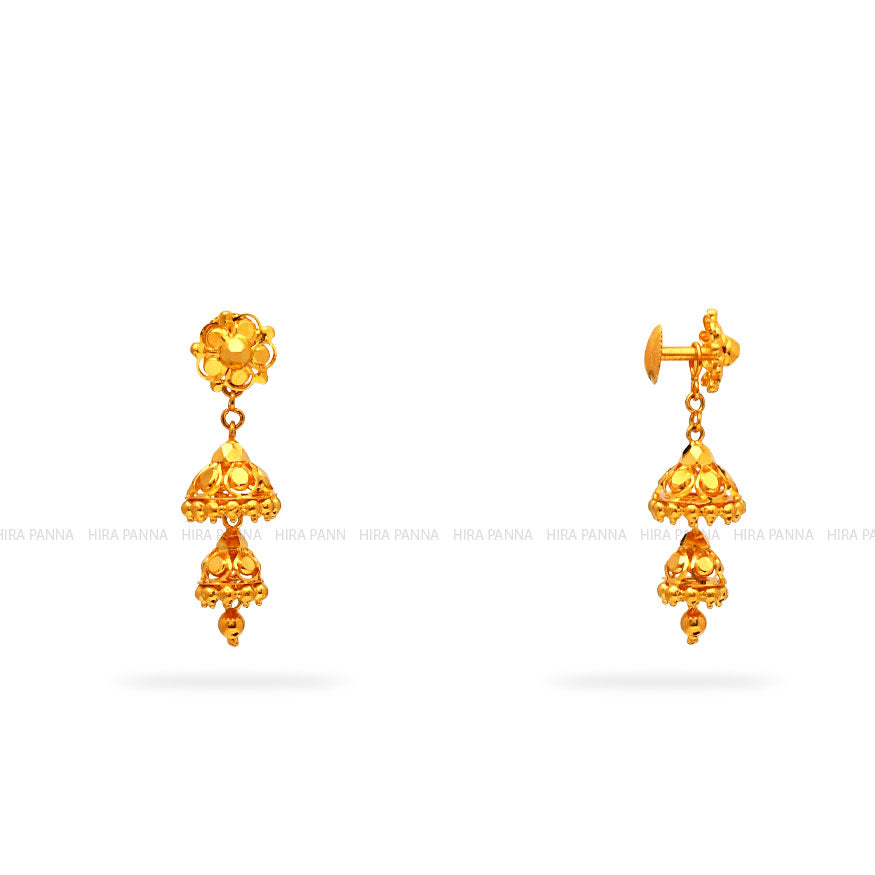 Gold 2 in 1 Jhumka Earrings