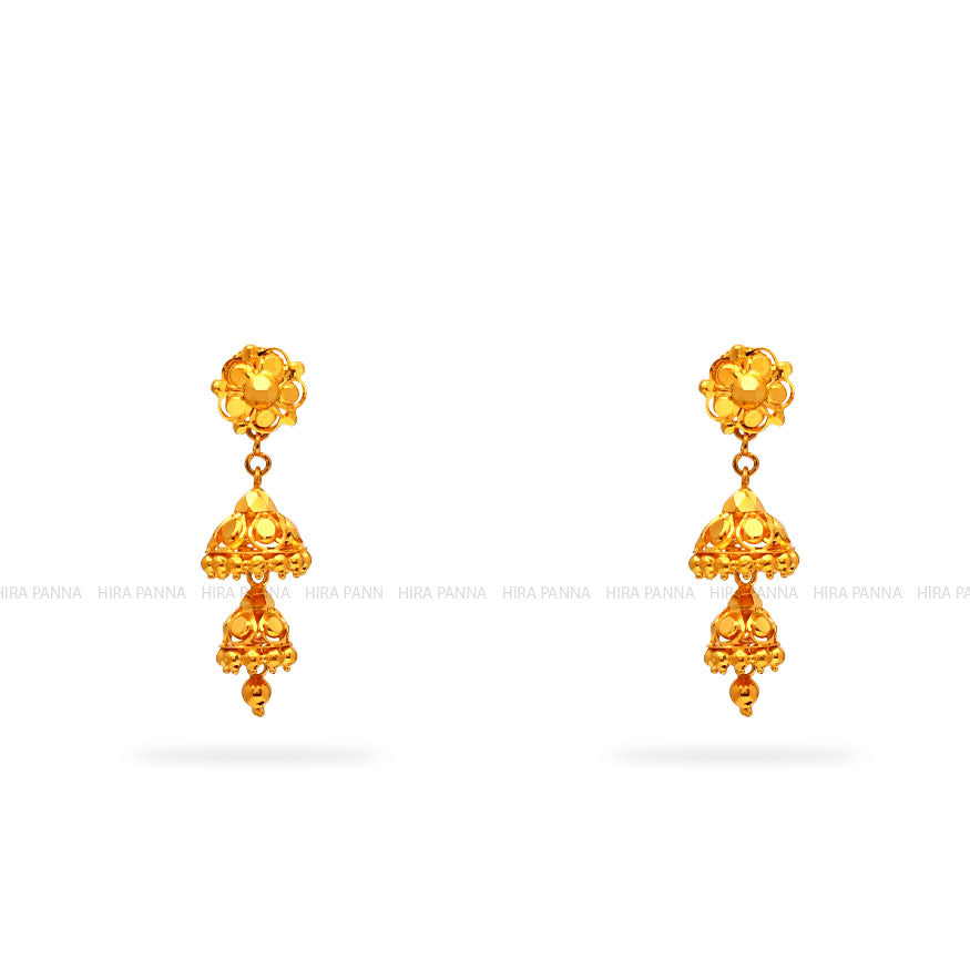 Gold 2 in 1 Jhumka Earrings