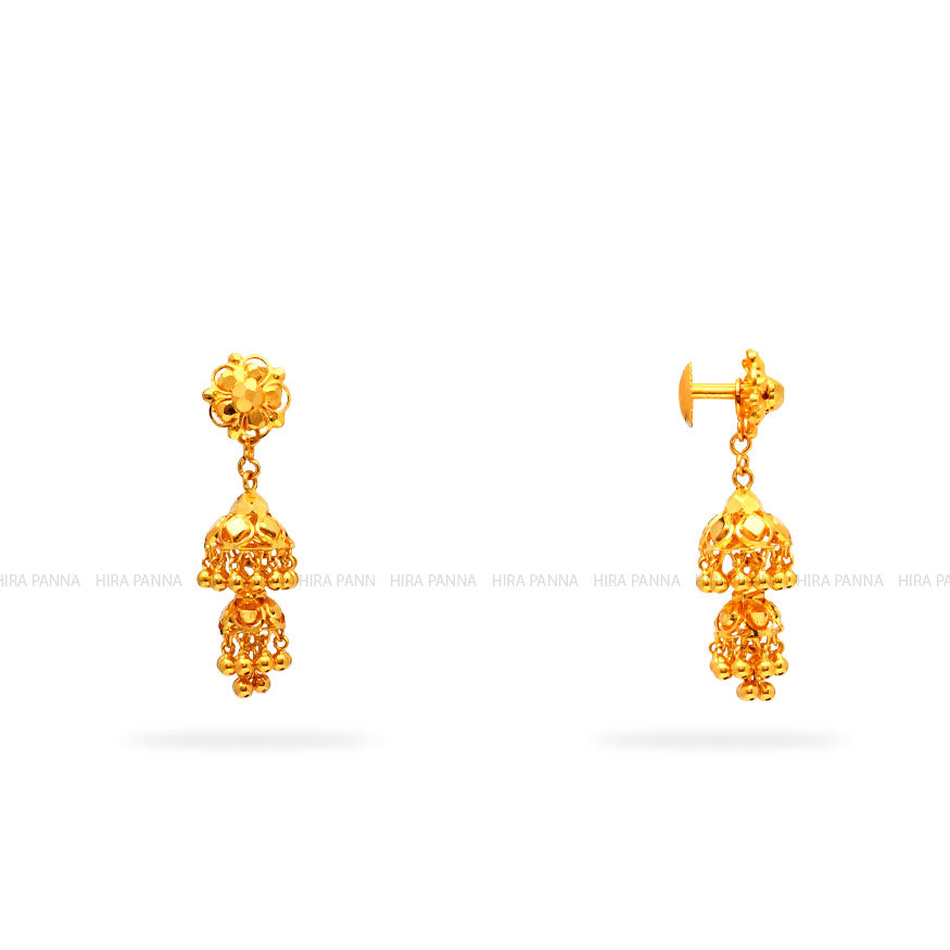 Gold 2 in 1 Jhumka Earrings