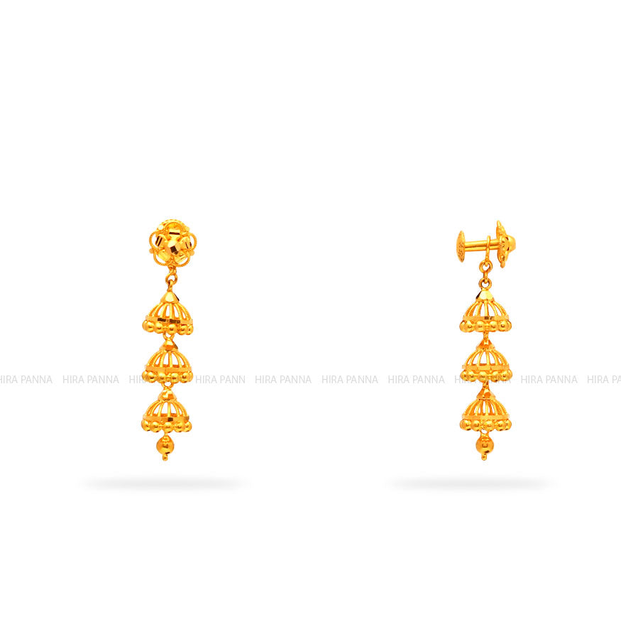 Gold 2 in 1 Jhumka Earrings