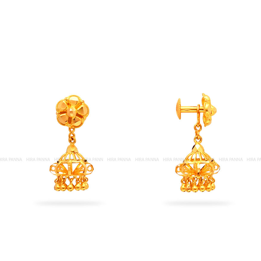 Gold 2 in 1 Jhumka Earrings