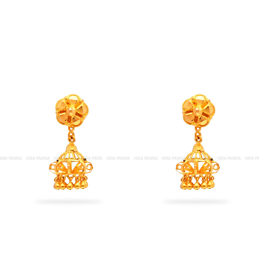 Gold 2 in 1 Jhumka Earrings