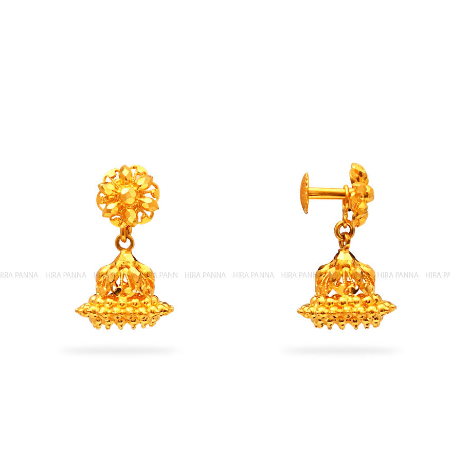 Gold 2 in 1 Jhumka Earrings