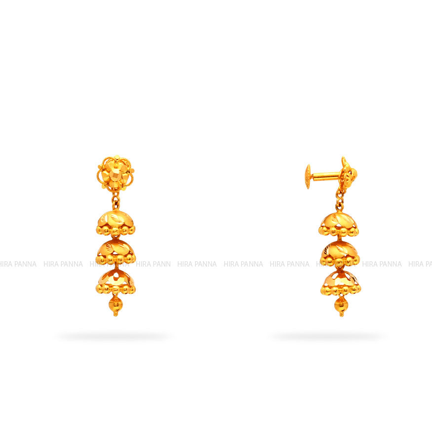 Gold 2 in 1 Jhumka Earrings