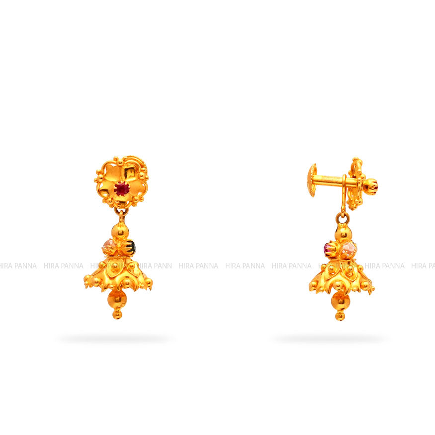 Gold 2 in 1 Jhumka Earrings