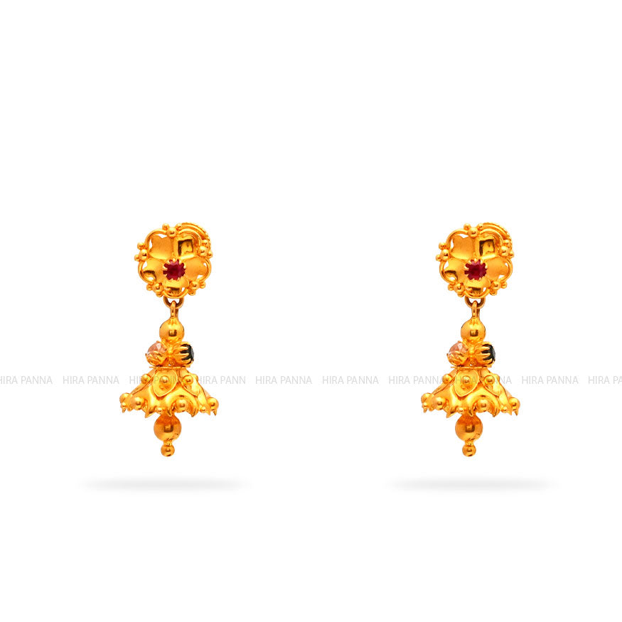 Gold 2 in 1 Jhumka Earrings