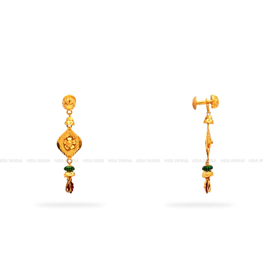 Gold 2 in 1 Hanging Earrings