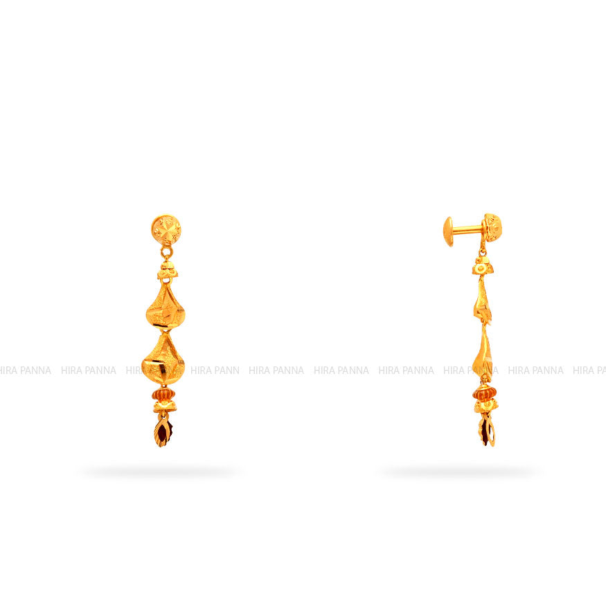 Gold 2 in 1 Hanging Earrings