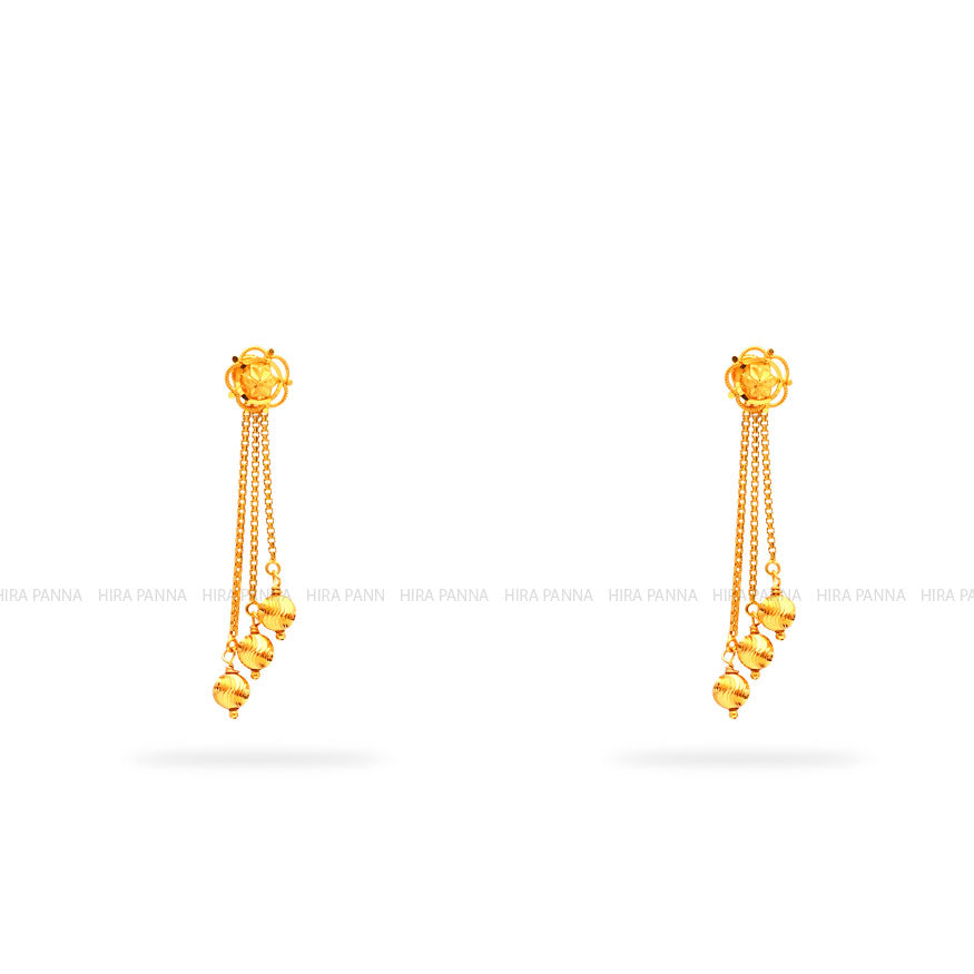 Gold 2 in 1 Hanging Earrings