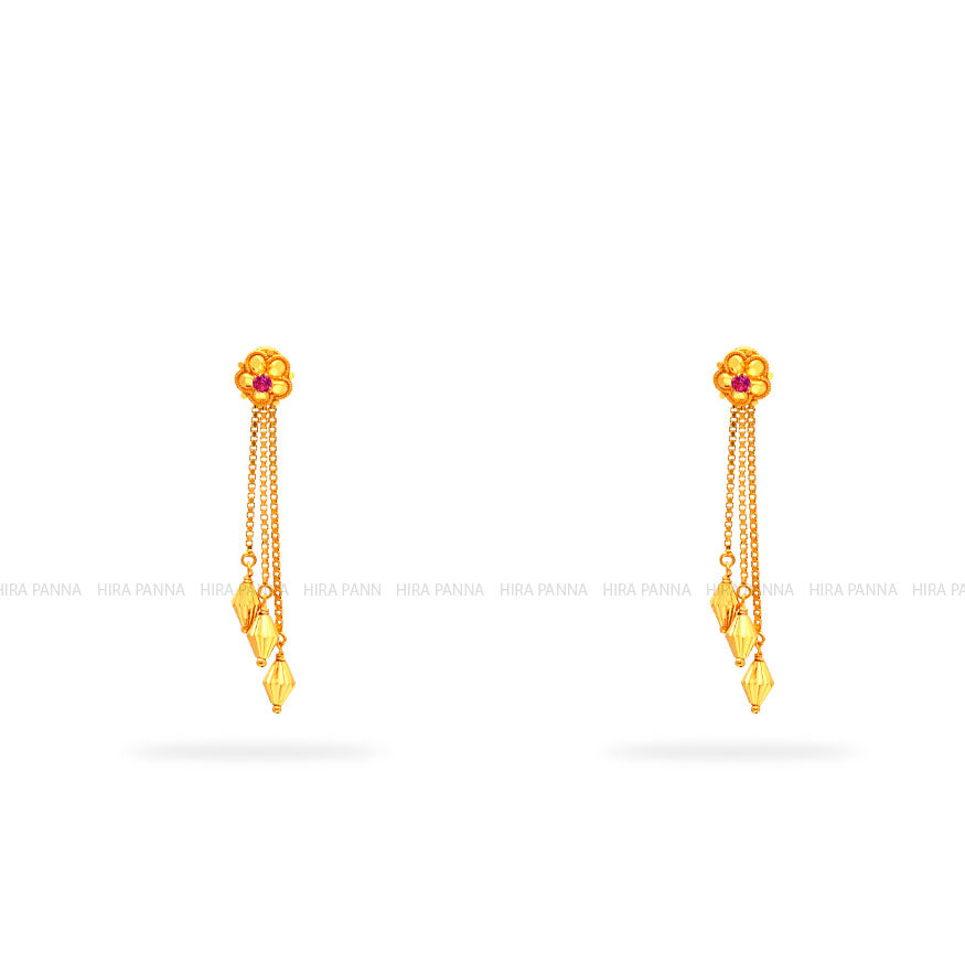 Gold 2 in 1 Hanging Earrings