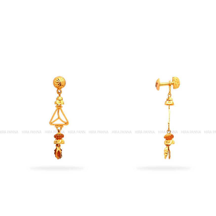 Gold 2 in 1 Hanging Earrings