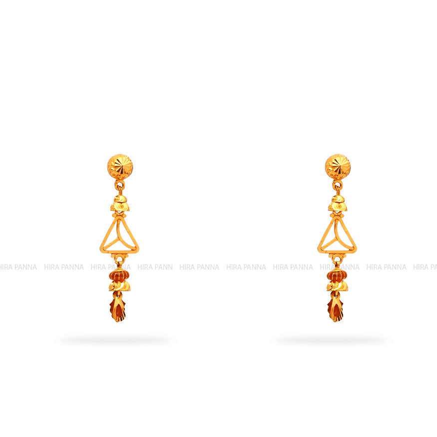 Gold 2 in 1 Hanging Earrings