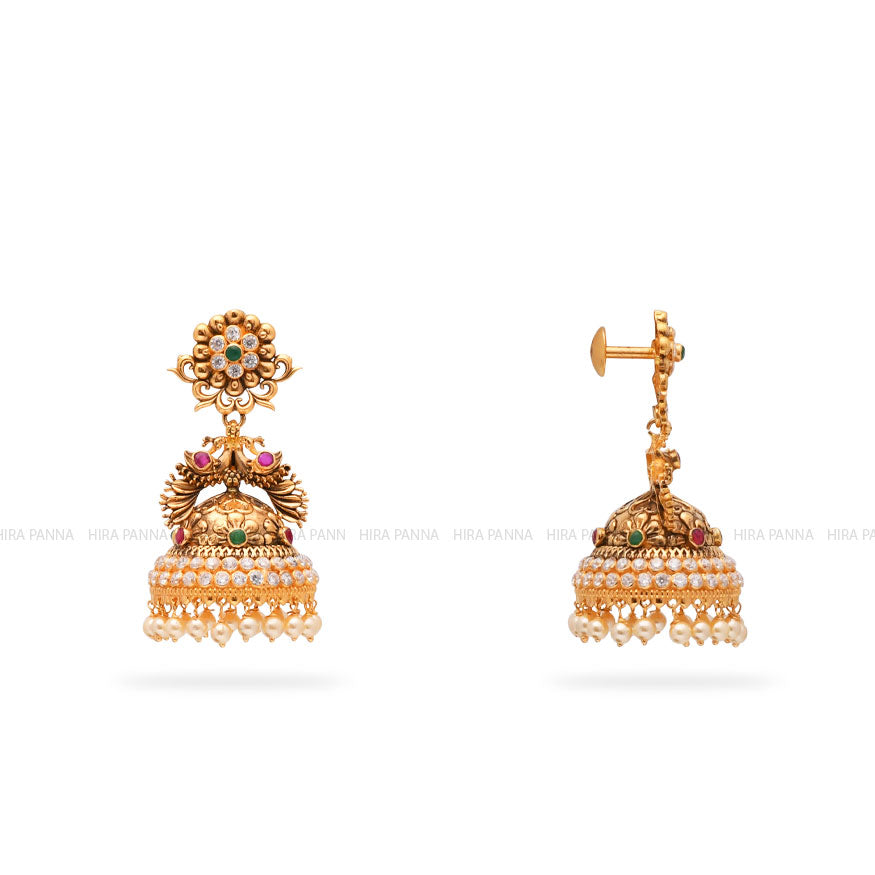 Gold Jhumka Earrrings