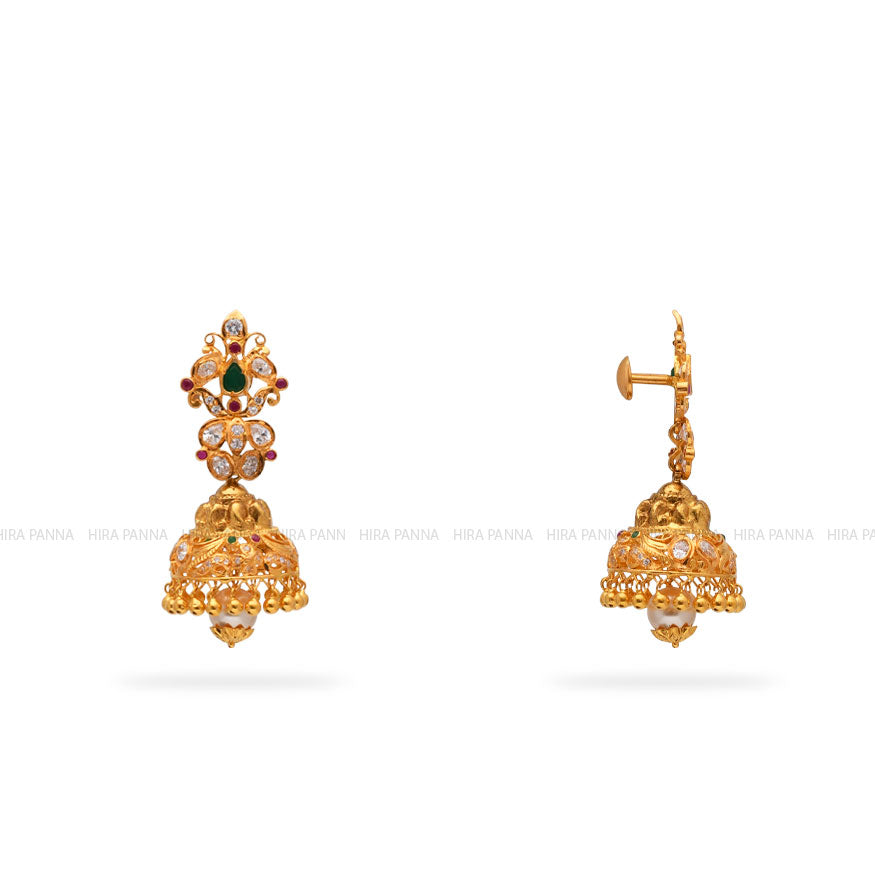 Gold Jhumka Earrrings