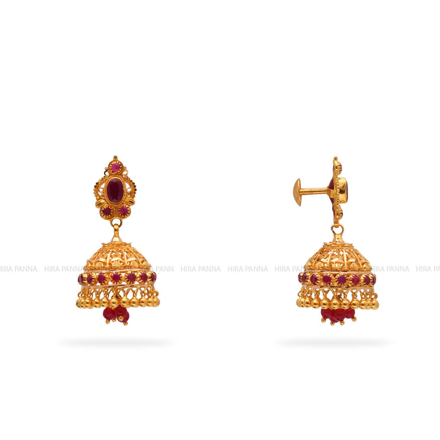 Gold Jhumka Earrings