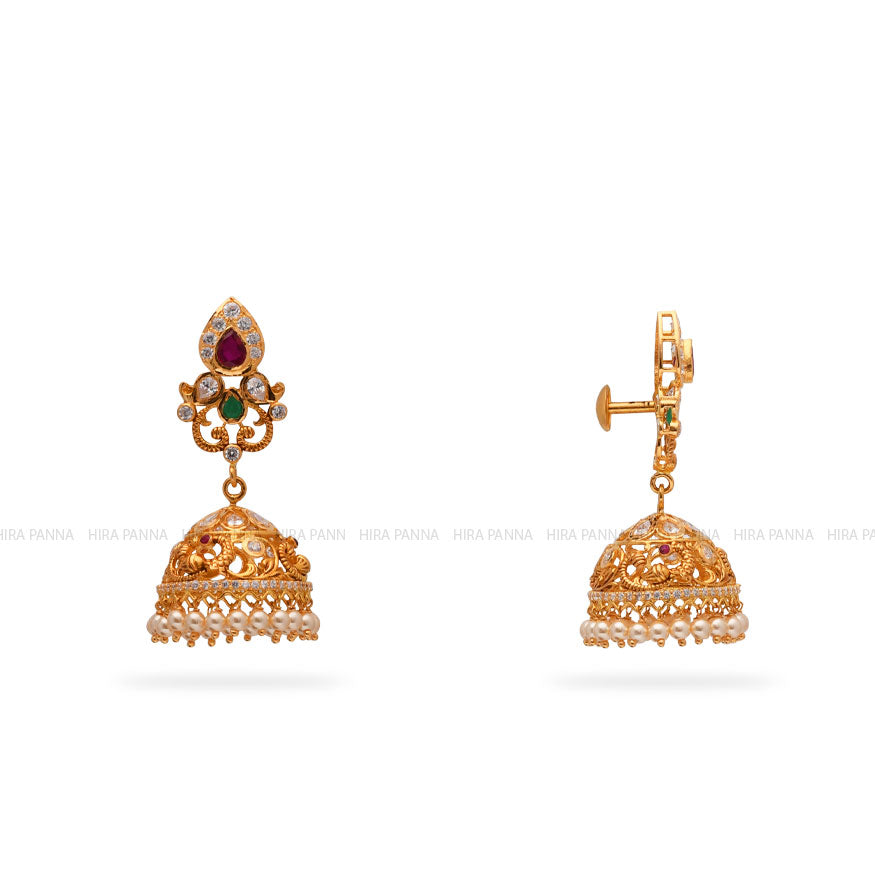 Gold Jhumka Earrings