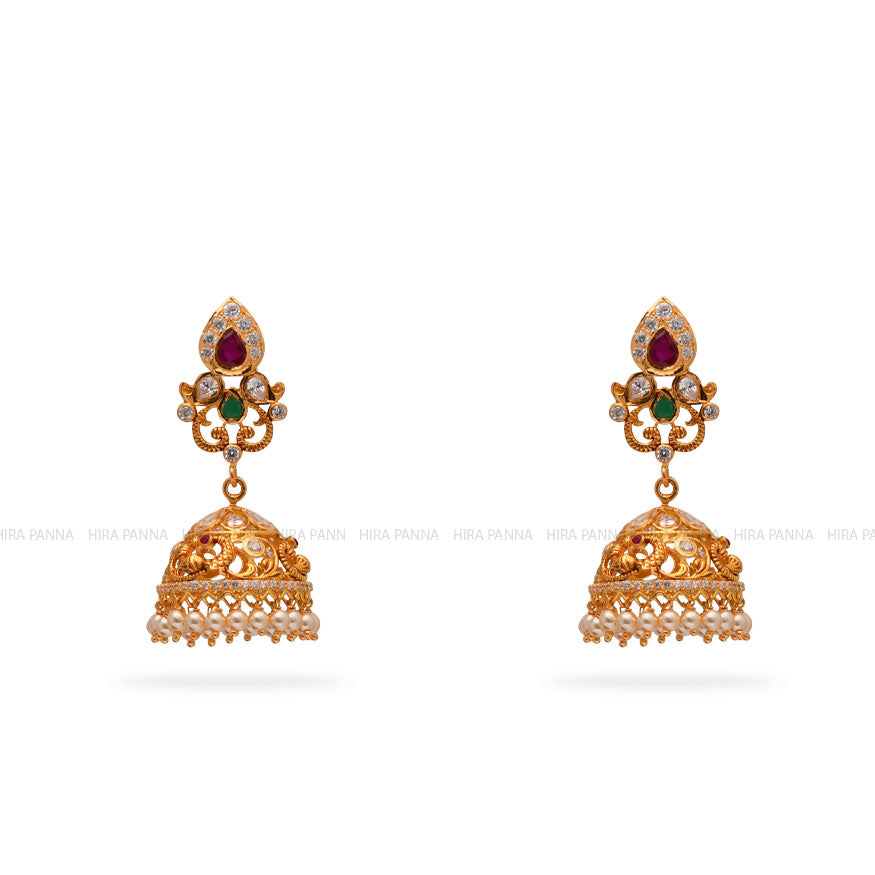 Gold Jhumka Earrings