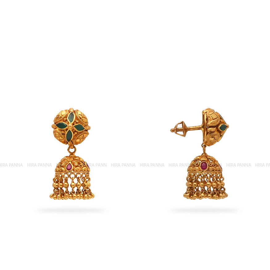 Gold Jhumka Earrings