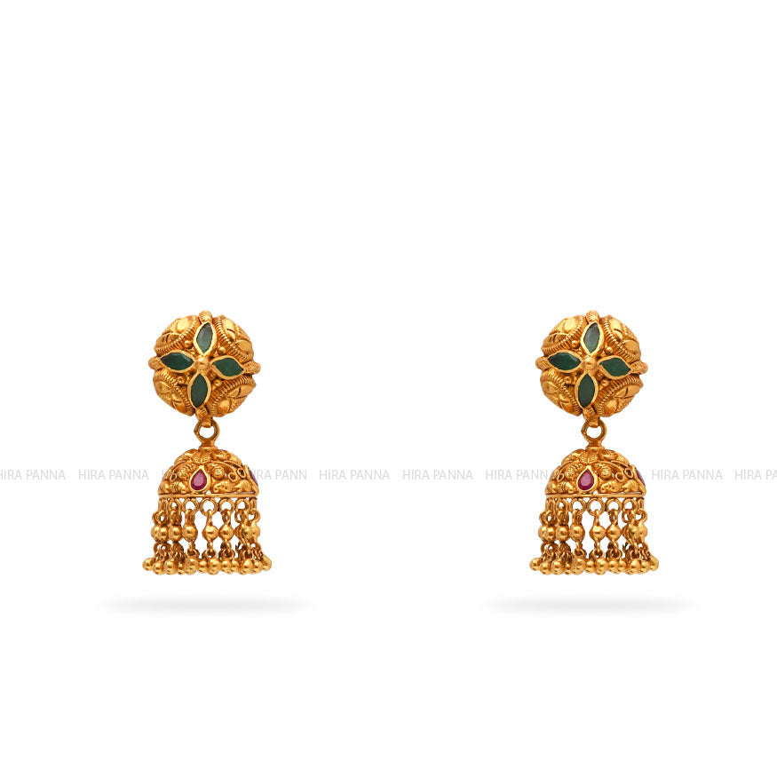 Gold Jhumka Earrings