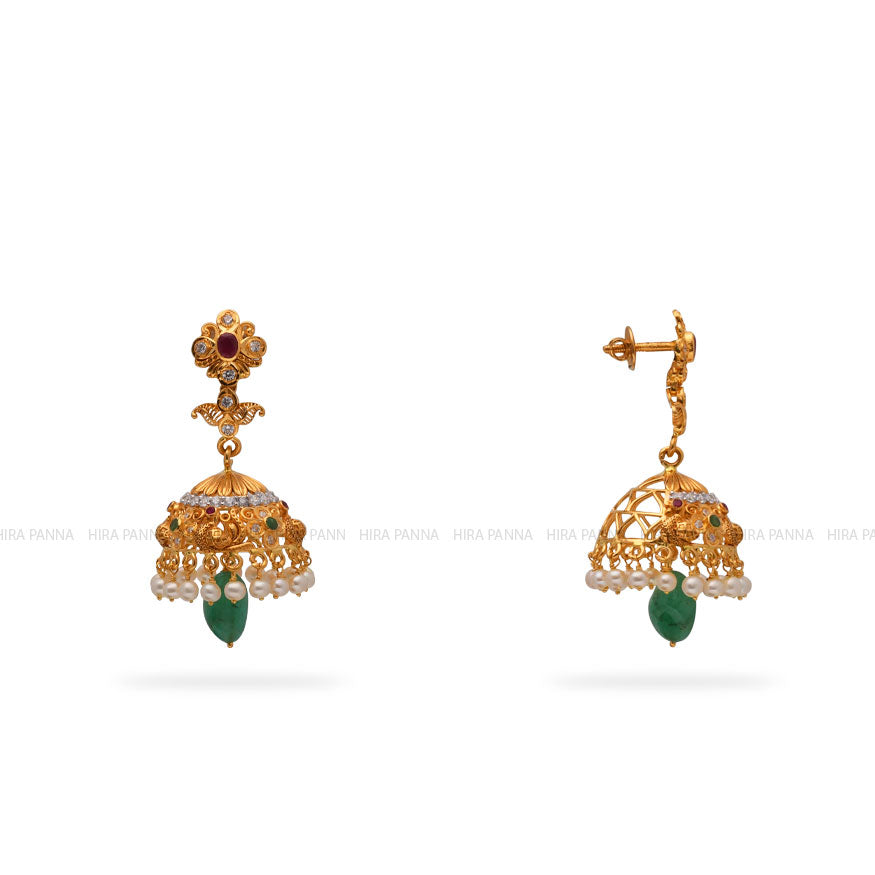 Gold Jhumka Earrings