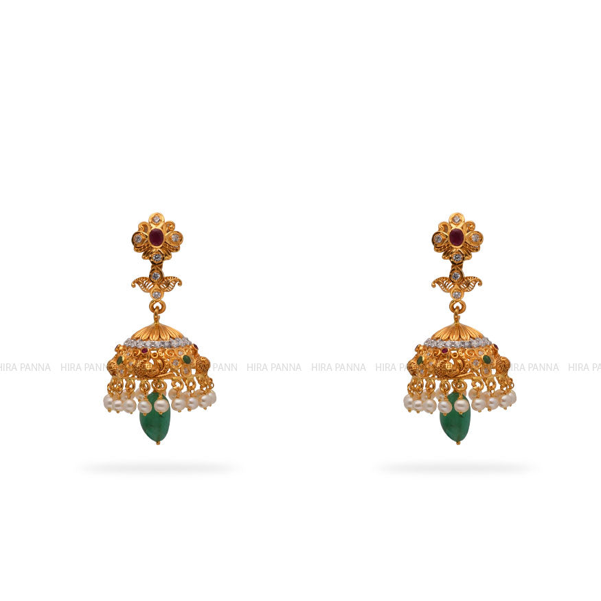 Gold Jhumka Earrings