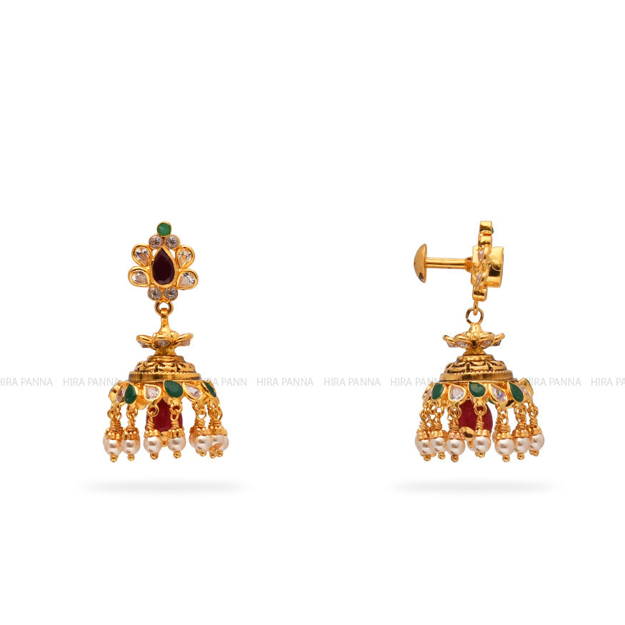 Gold Jhumka Earrings