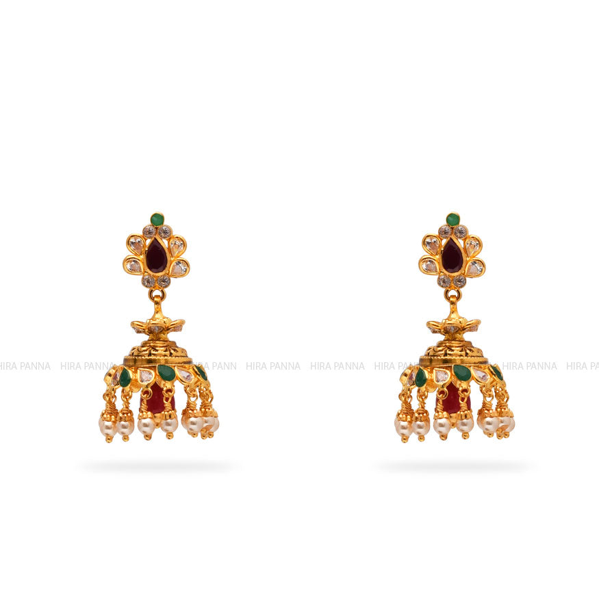 Gold Jhumka Earrings