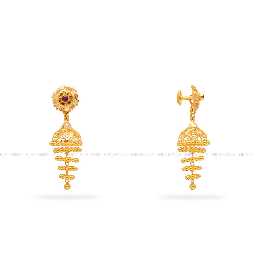 Gold Jhumka Earrings