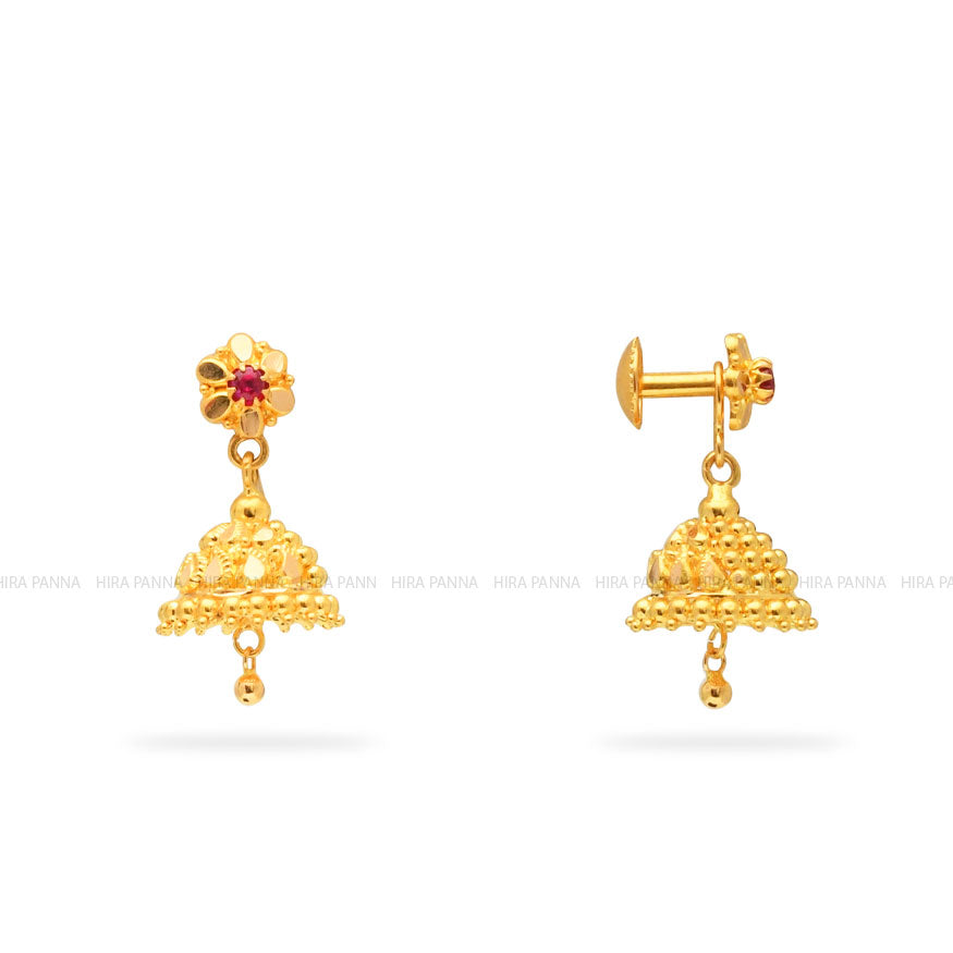 Gold Jhumka Earrings