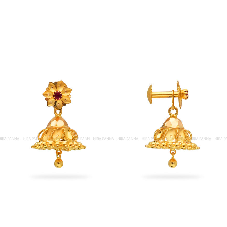 Gold Jhumka Earrings