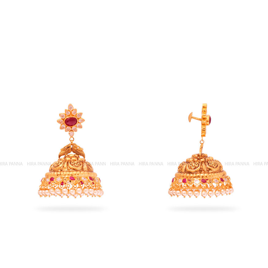 Gold Jhumka Earrings