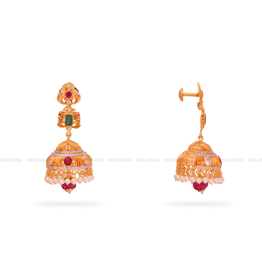 Gold Jhumka Earrings