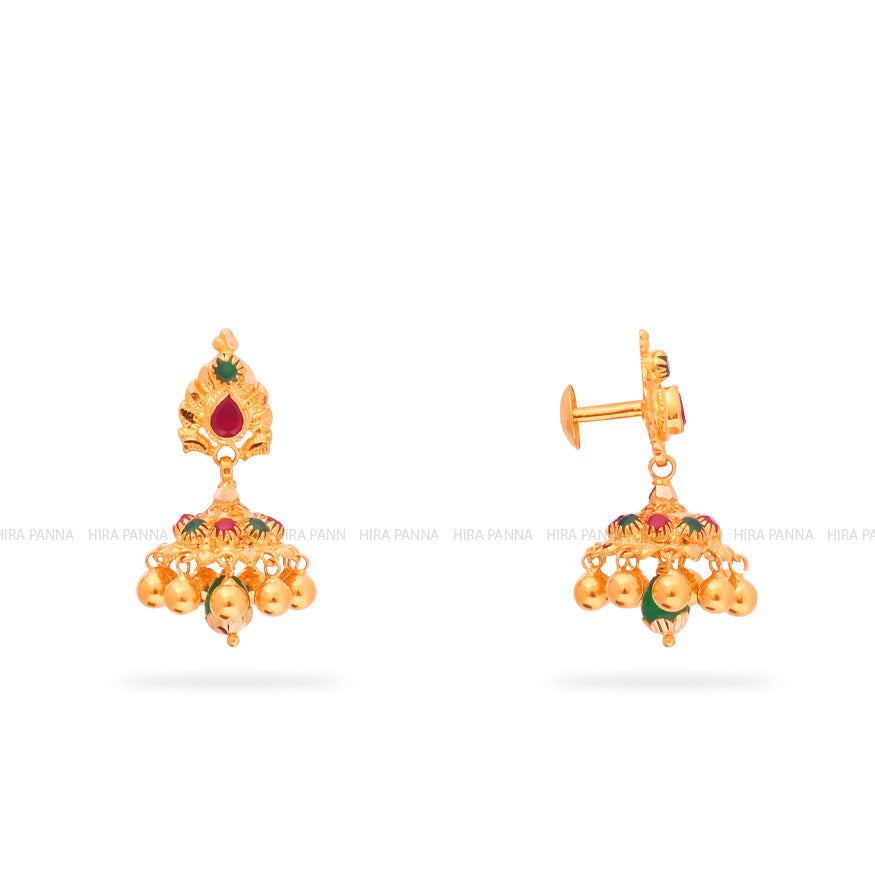 Gold Jhumka Earrings